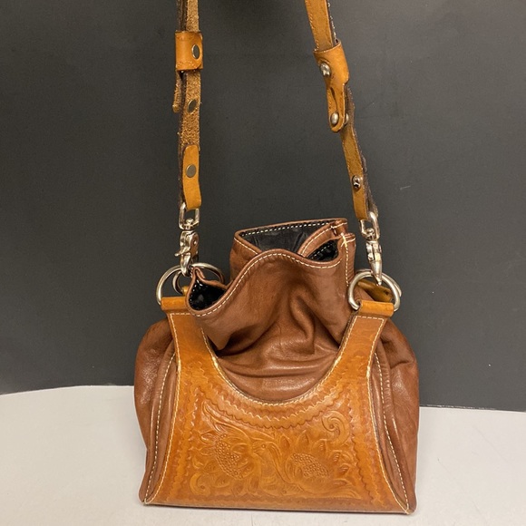 Mary Alice Palmer Brown Leather Hand Tooled Leather Shoulder Bag Purse - Picture 4 of 17